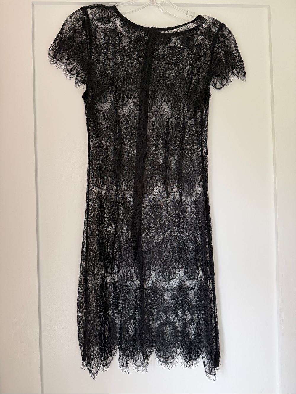 MINKPINK Black Lace Mini Dress with Scalloped Hem